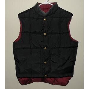 Comfy Brand Mens Medium Snap Nylon Reversible Insulated Puffer Vest Black/Maroon